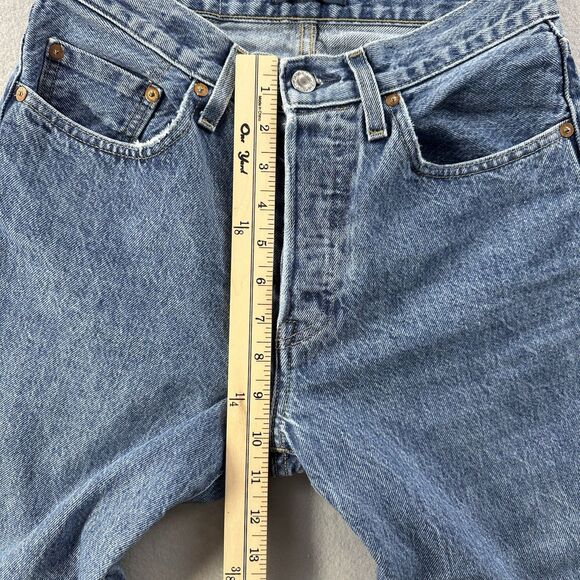 Levis 501 Jeans Womens 28 Medium Wash Made & Crafted Selvedge Denim Button Fly - Picture 15 of 16